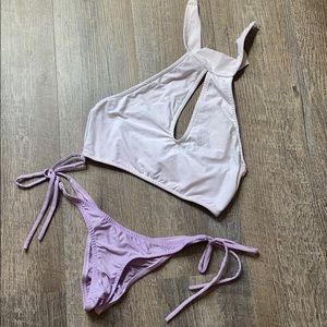 Lavender and white bikini set Small